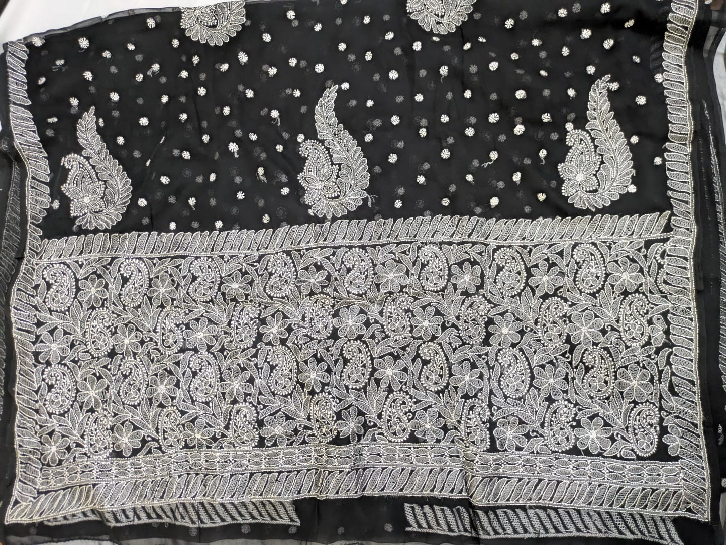 Hand Embroidered Black ChikankariSaree- The Timeless Edit